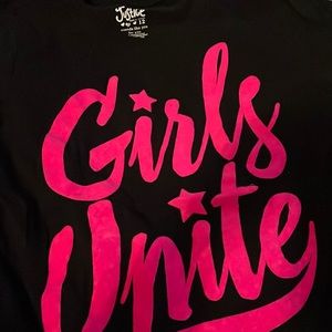 3 shirts: justice “girls rule”,Under armor,children place tie dye w/sequin shirt